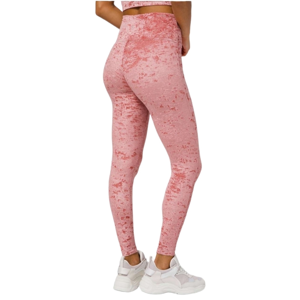 Lululemon Wunder Leggings Crushed Velvet Pink Size 8